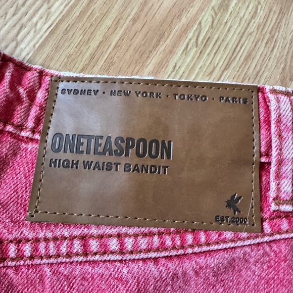 One Teaspoon High Waist Bandit Shorts Red Size 24 - Picture 5 of 7